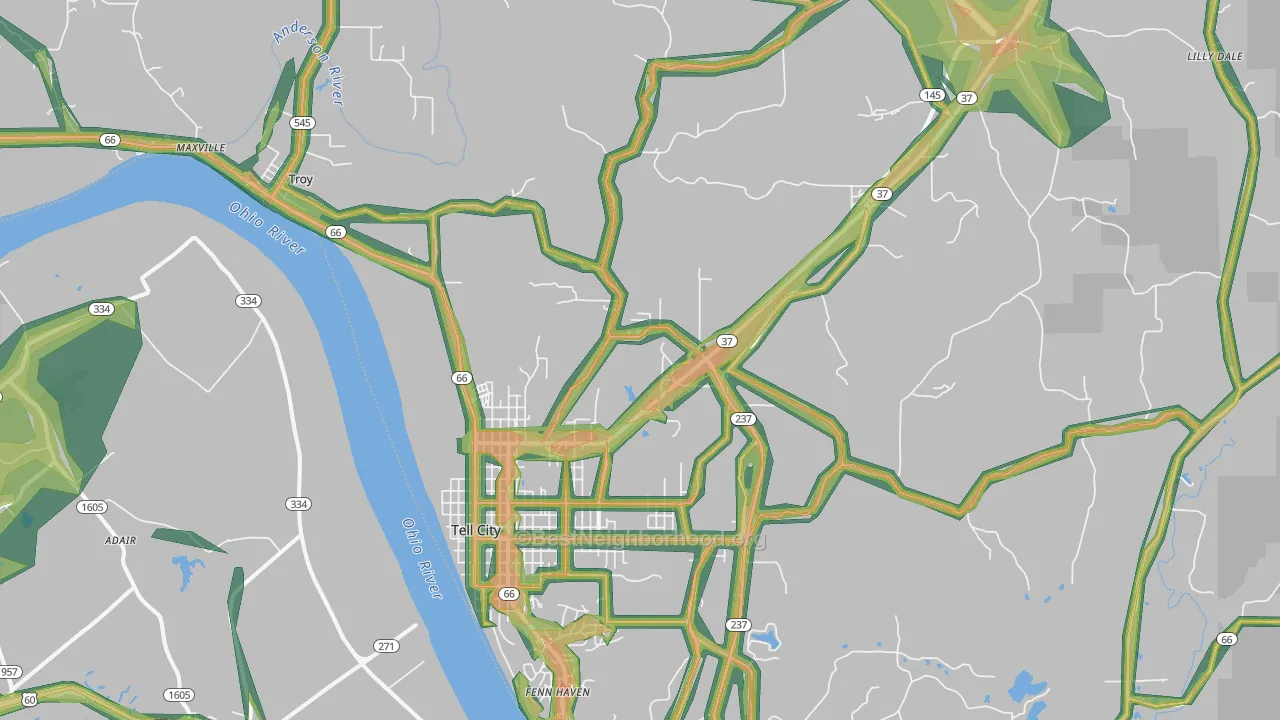 47586, IN Map of Noise Levels in 47586