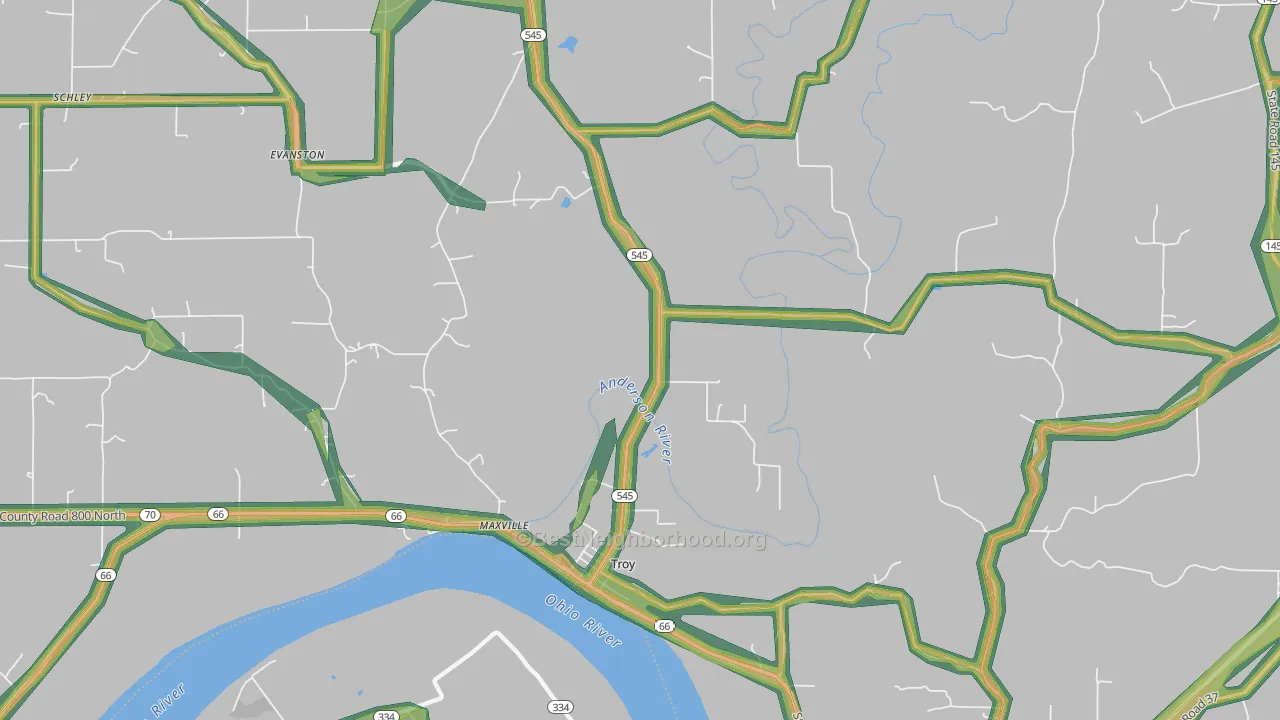 47588, IN Map of Noise Levels in 47588