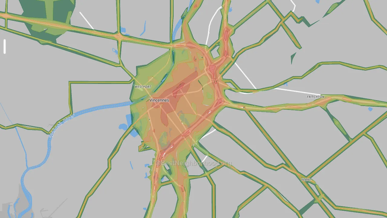 47591, IN Map of Noise Levels in 47591