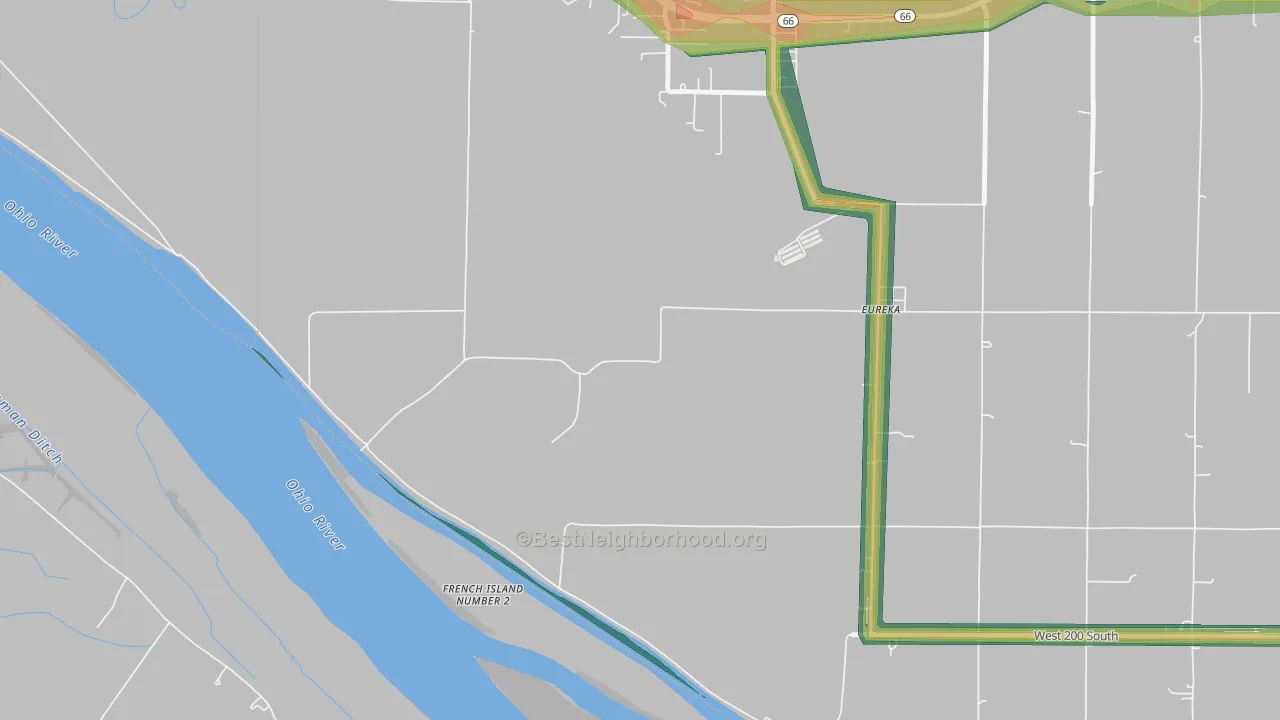 47617, IN Map of Noise Levels in 47617