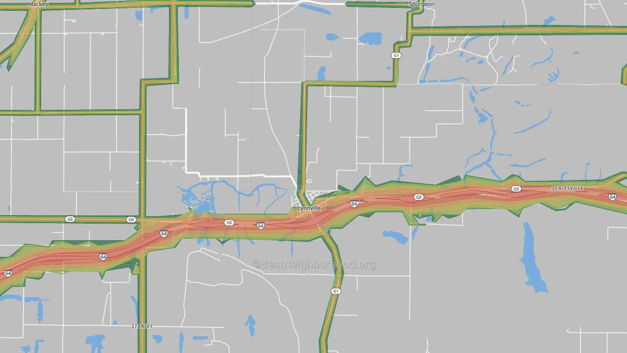 47619, IN Map of Noise Levels in 47619
