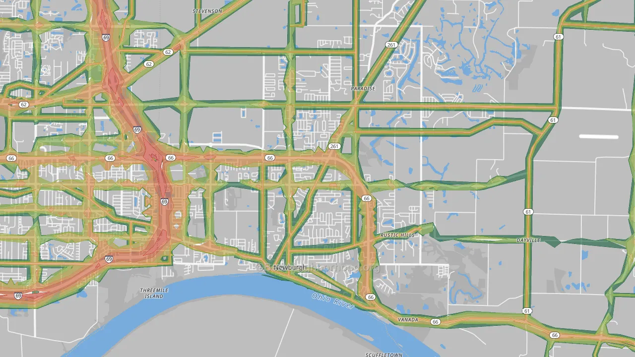47630, IN Map of Noise Levels in 47630