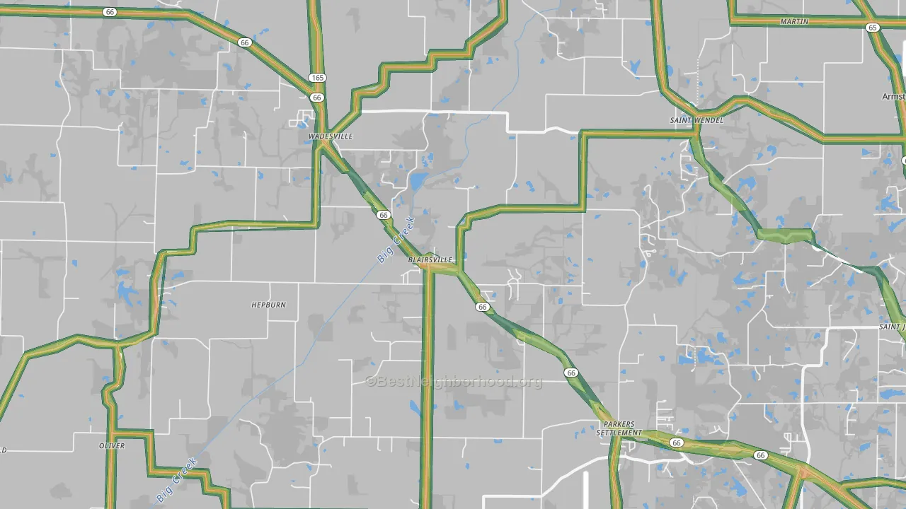 47638, IN Map of Noise Levels in 47638