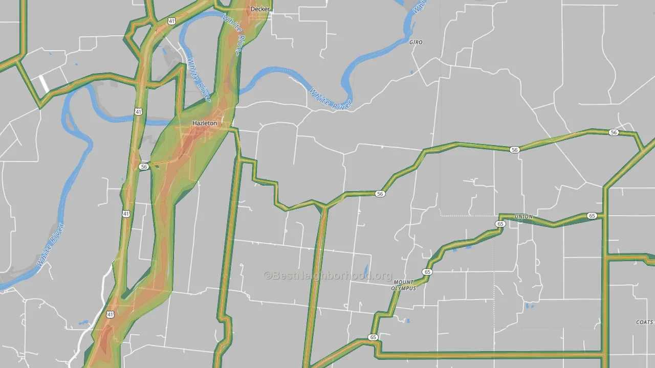 47640, IN Map of Noise Levels in 47640