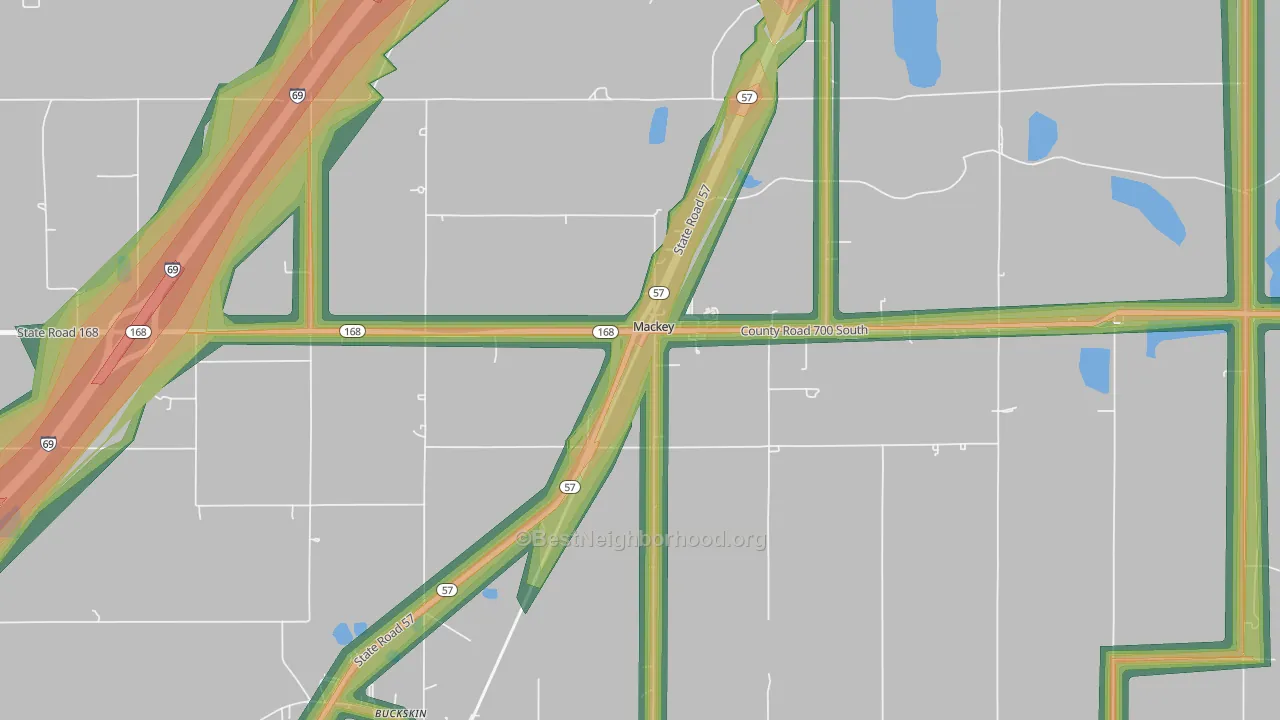 47654, IN Map of Noise Levels in 47654