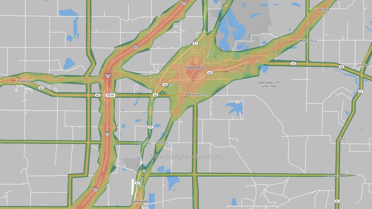 47660, IN Map of Noise Levels in 47660