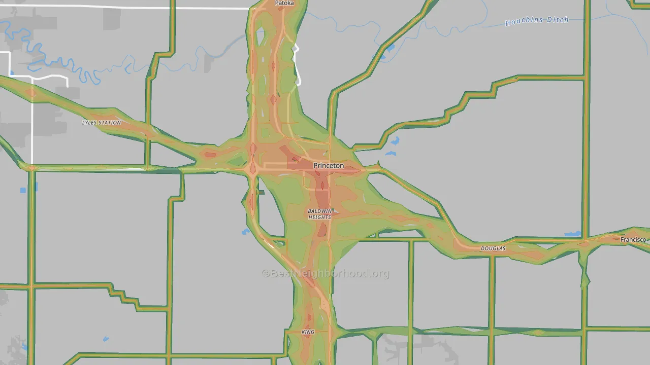 47670, IN Map of Noise Levels in 47670