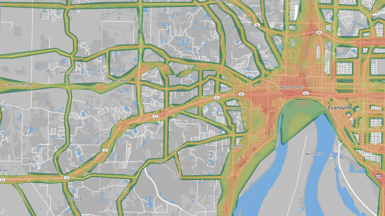 47712, IN Map of Noise Levels in 47712