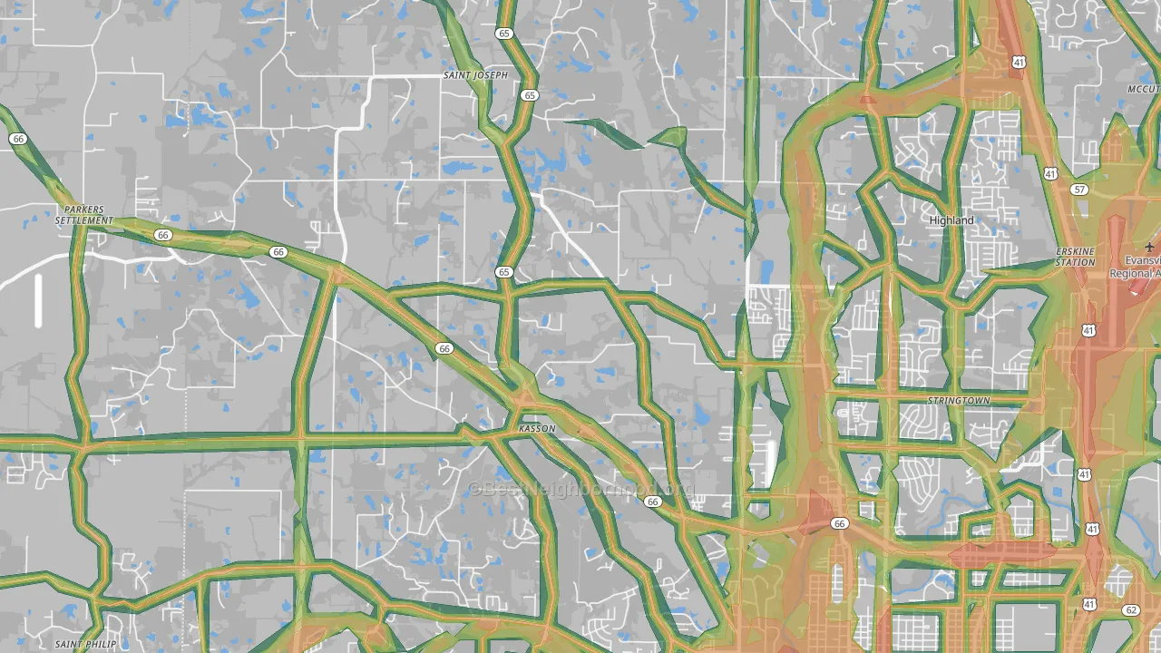 47720, IN Map of Noise Levels in 47720
