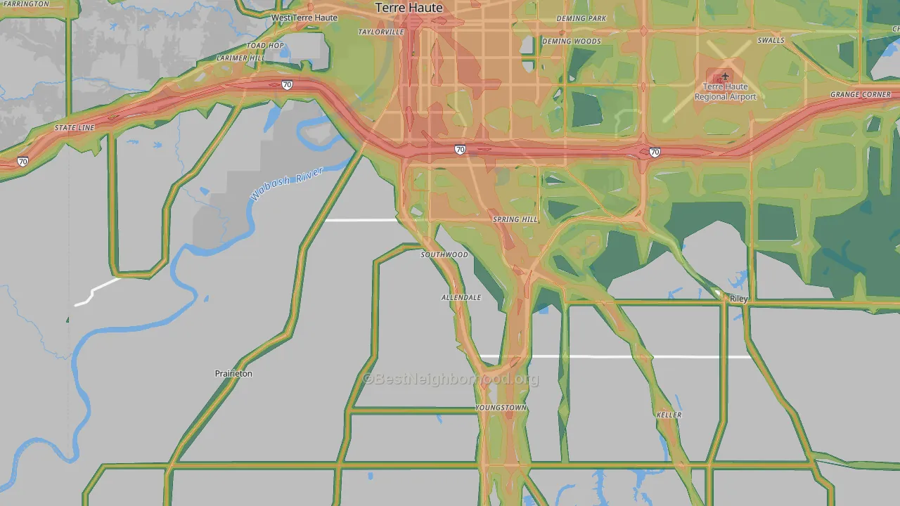 47802, IN Map of Noise Levels in 47802
