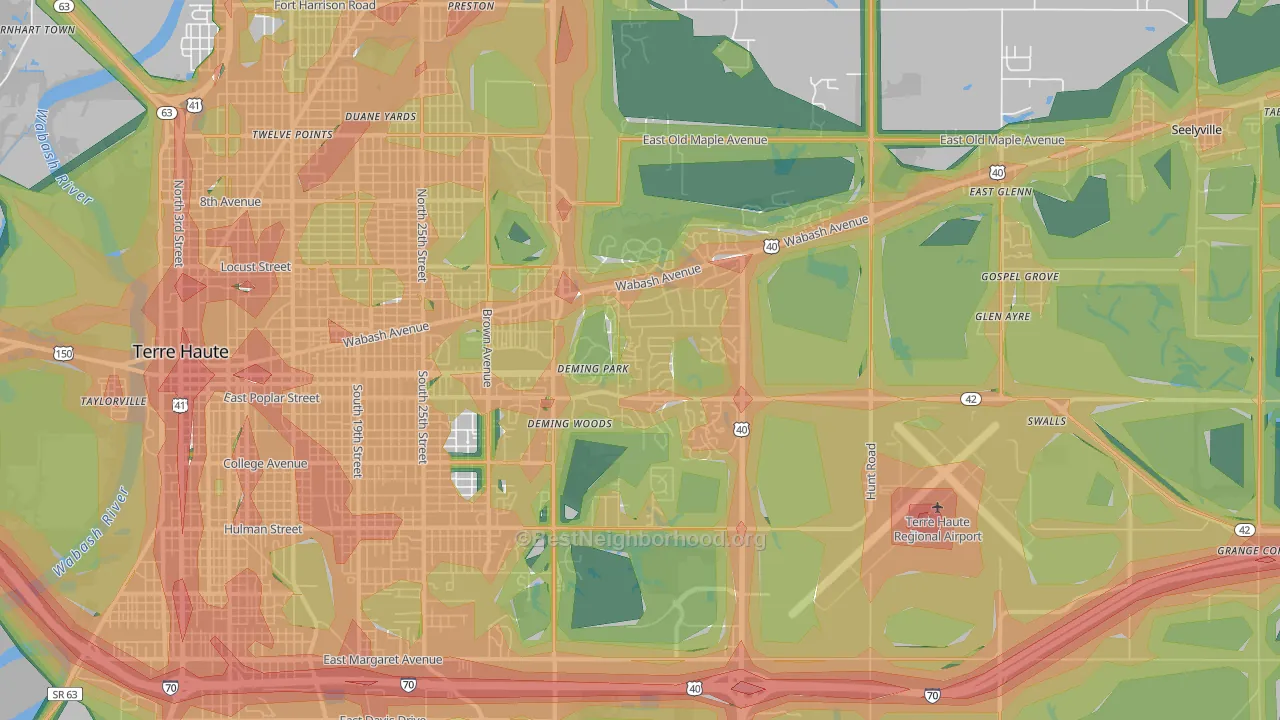 47803, IN Map of Noise Levels in 47803