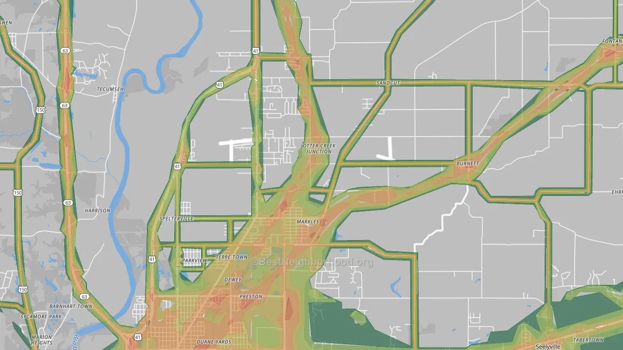 47805, IN Map of Noise Levels in 47805
