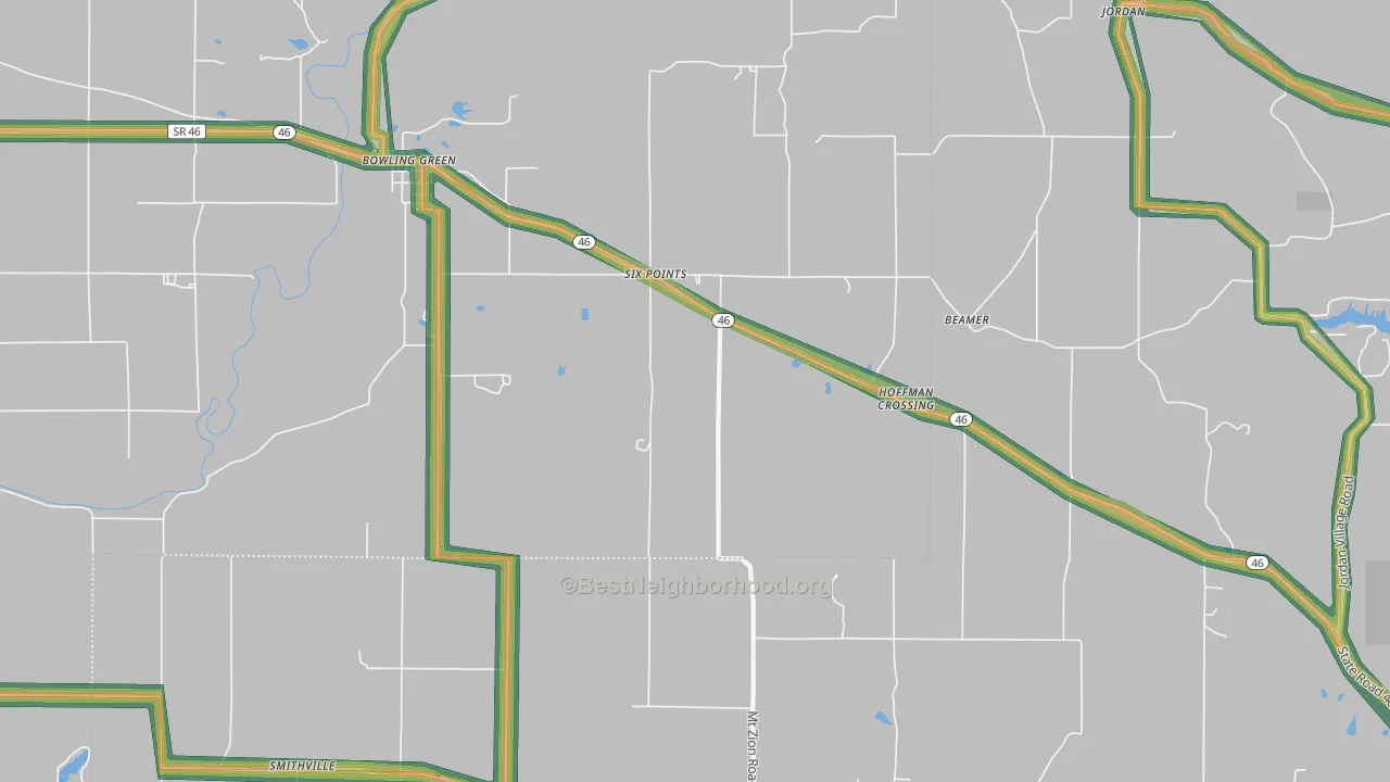 47833, IN Map of Noise Levels in 47833