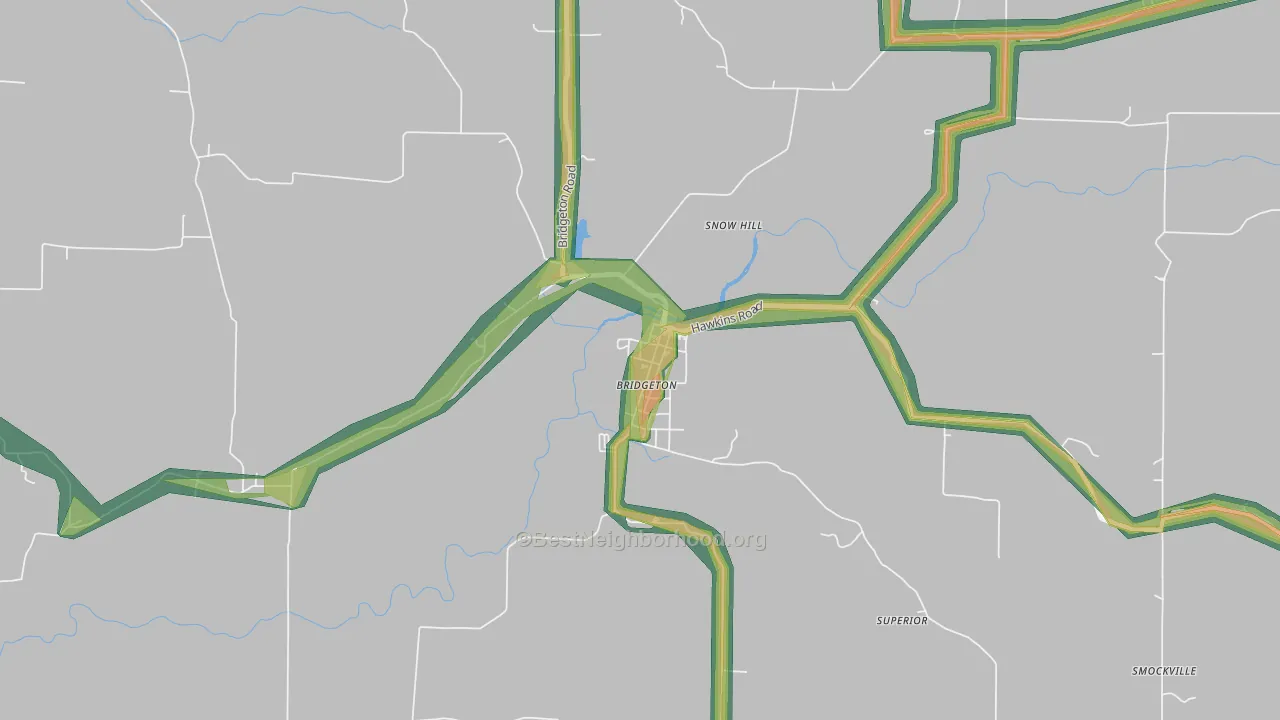 47836, IN Map of Noise Levels in 47836