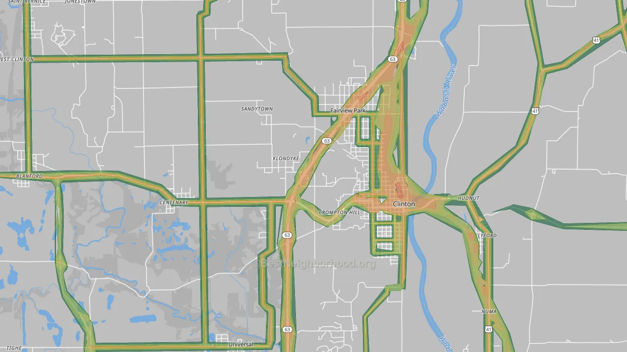 47842, IN Map of Noise Levels in 47842