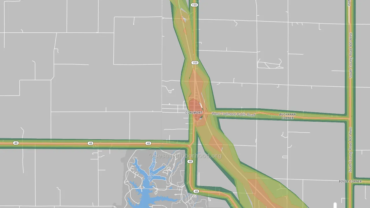 47845, IN Map of Noise Levels in 47845