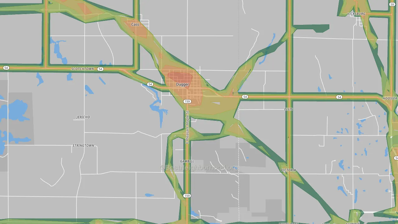 47848, IN Map of Noise Levels in 47848