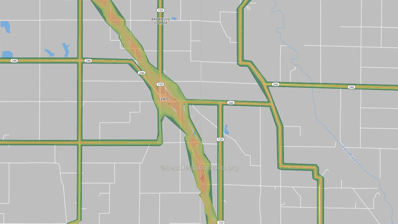 47858, IN Map of Noise Levels in 47858