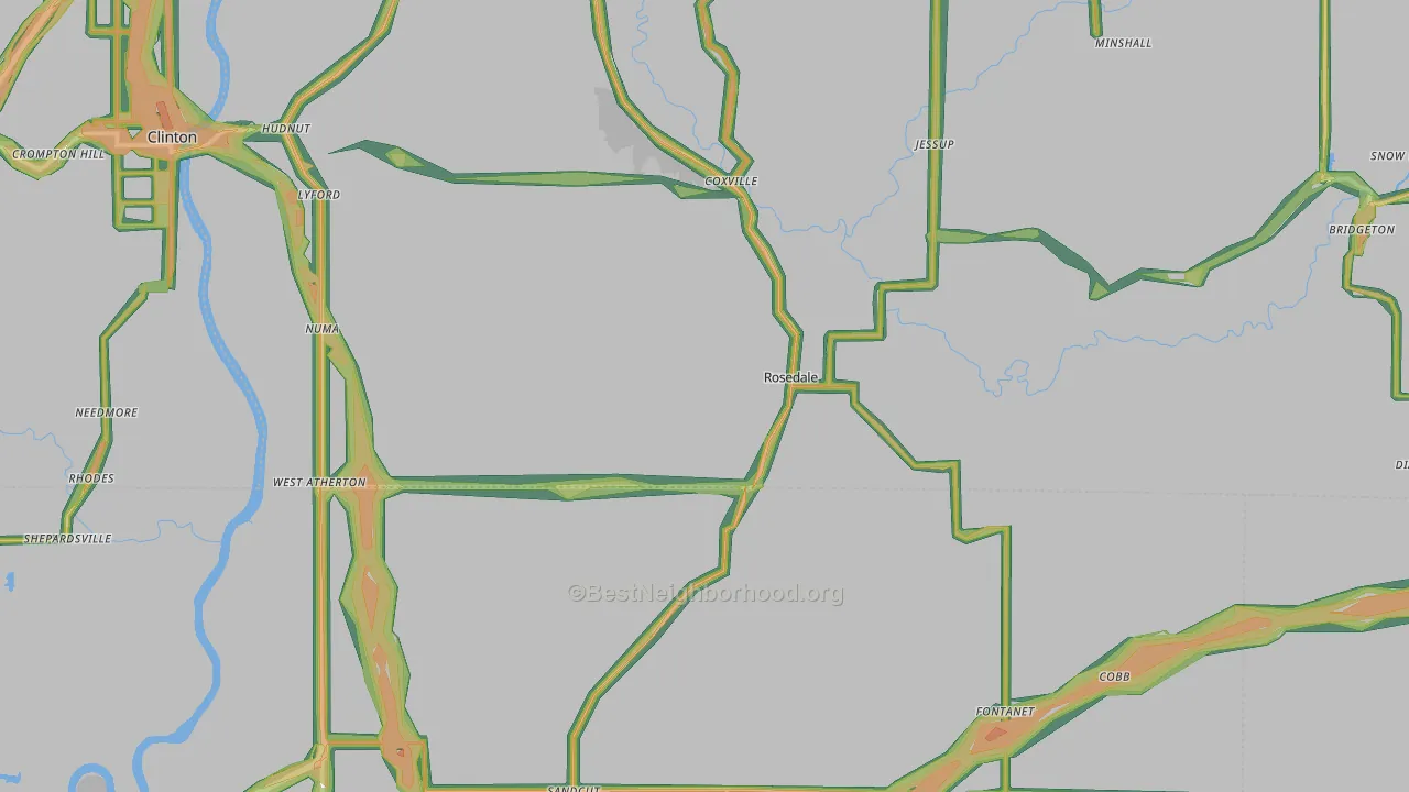 47874, IN Map of Noise Levels in 47874