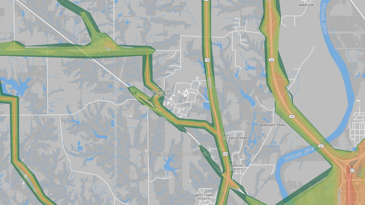 47876, IN Map of Noise Levels in 47876