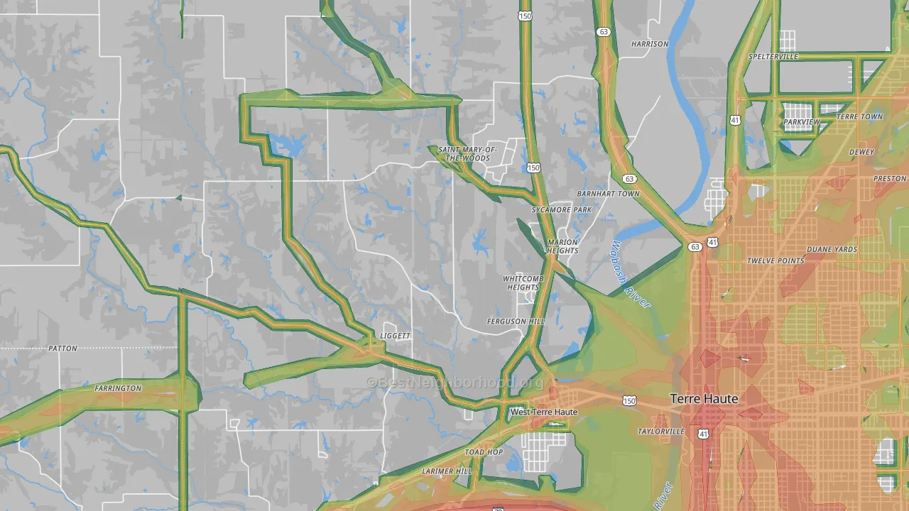 47885, IN Map of Noise Levels in 47885