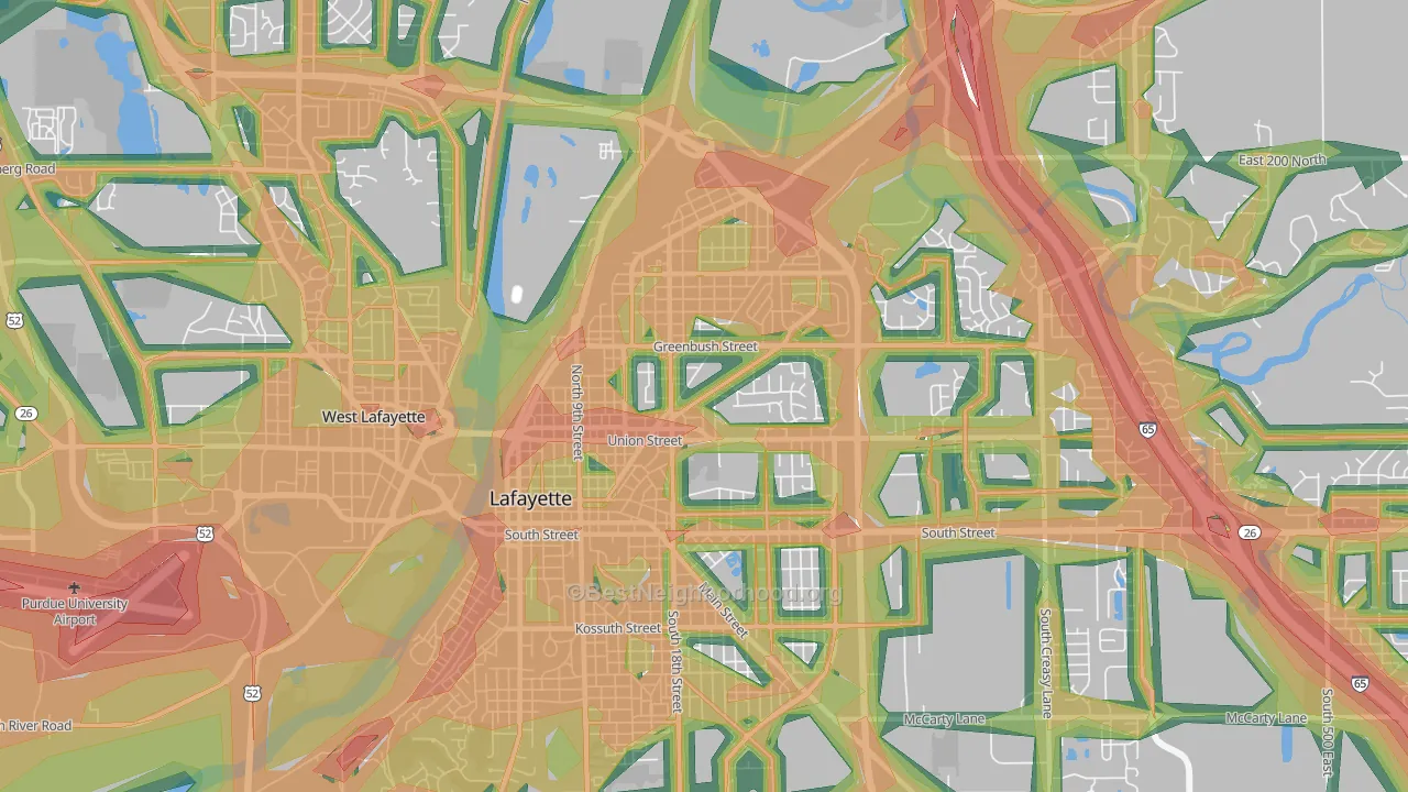 47904, IN Map of Noise Levels in 47904