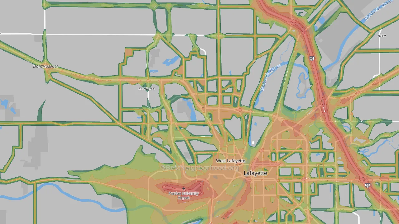 47906, IN Map of Noise Levels in 47906