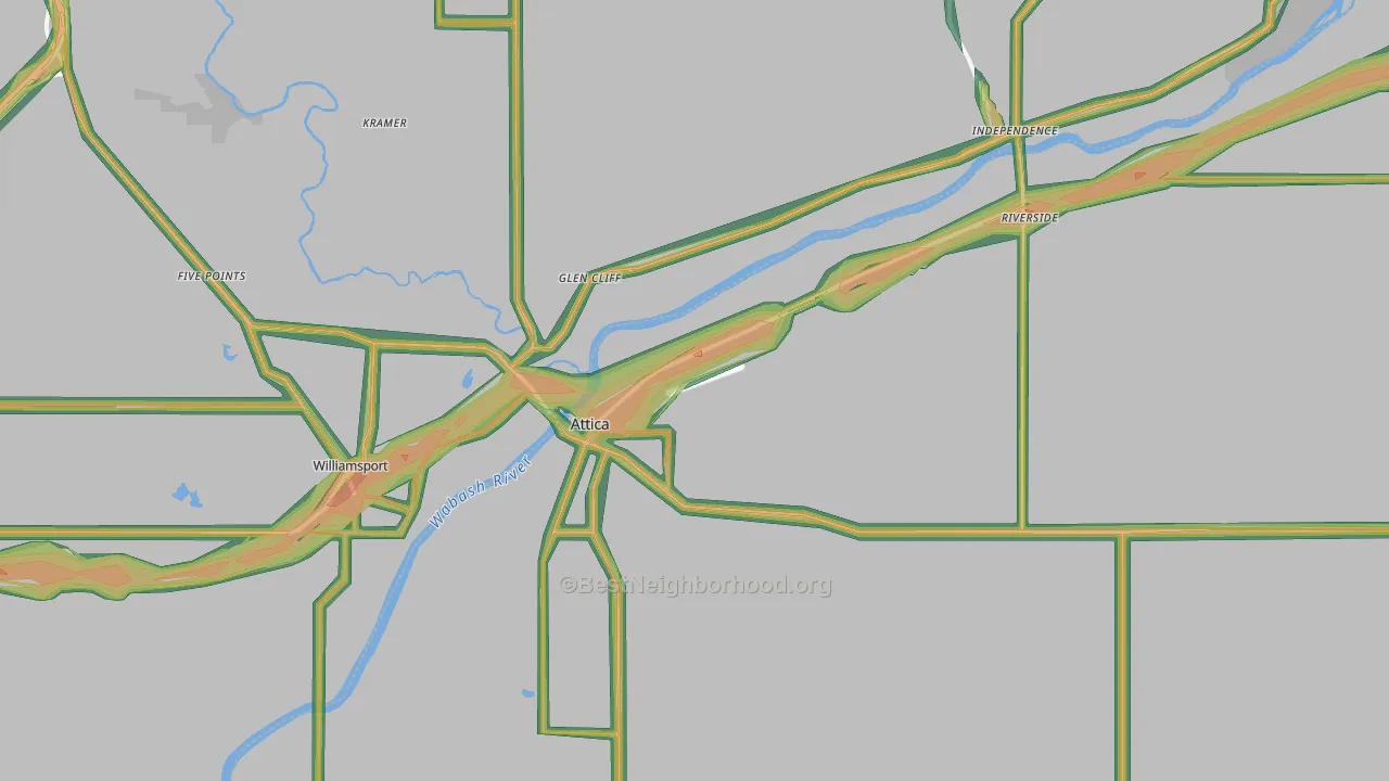 47918, IN Map of Noise Levels in 47918