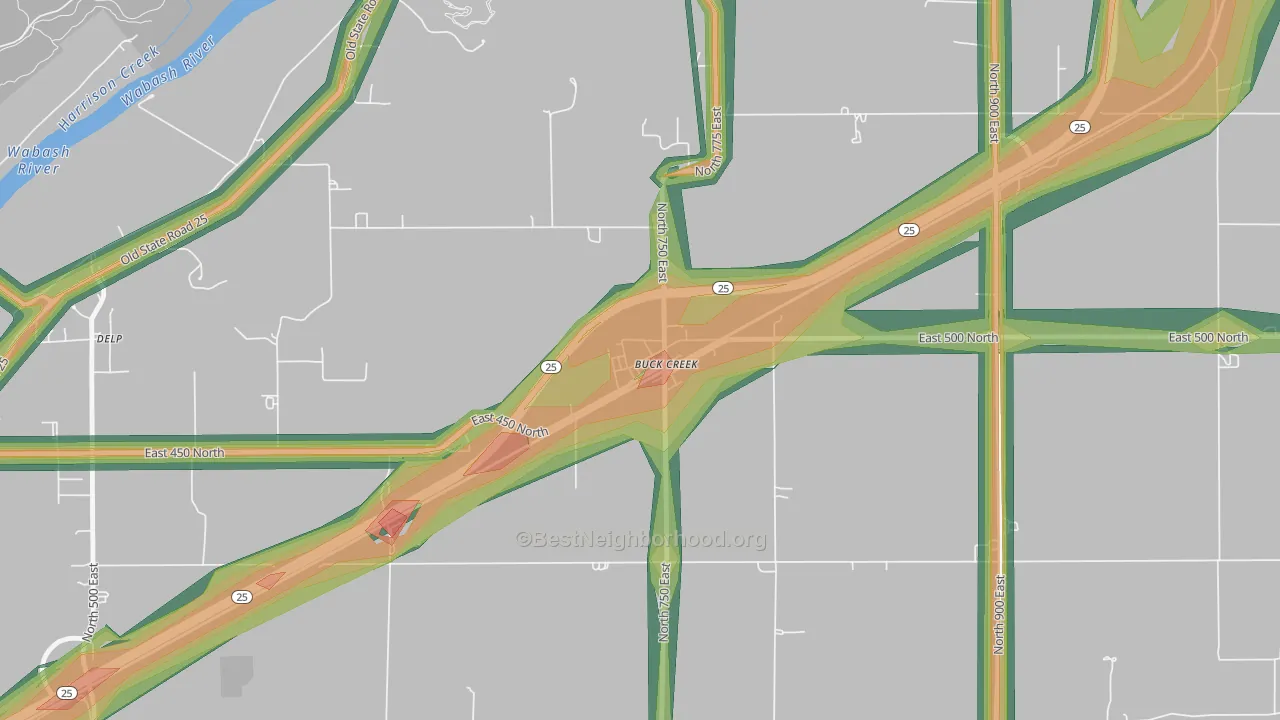 47924, IN Map of Noise Levels in 47924