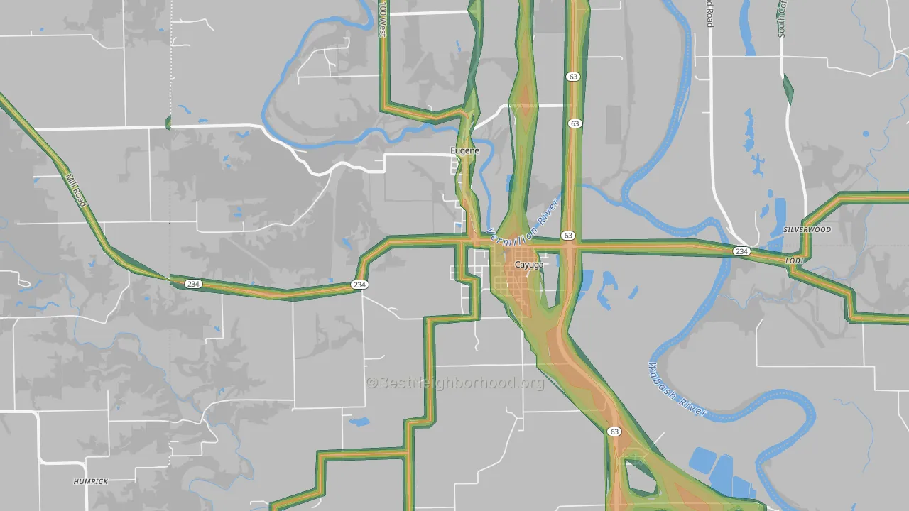 47928, IN Map of Noise Levels in 47928