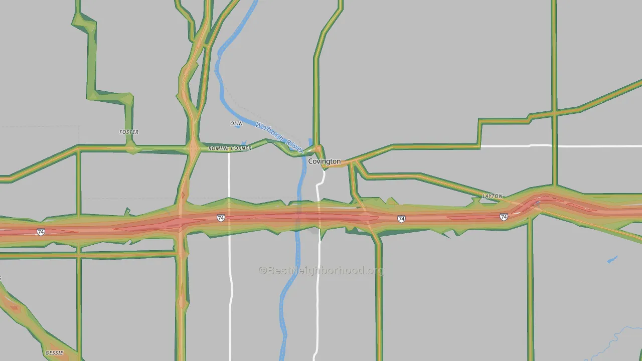 47932, IN Map of Noise Levels in 47932