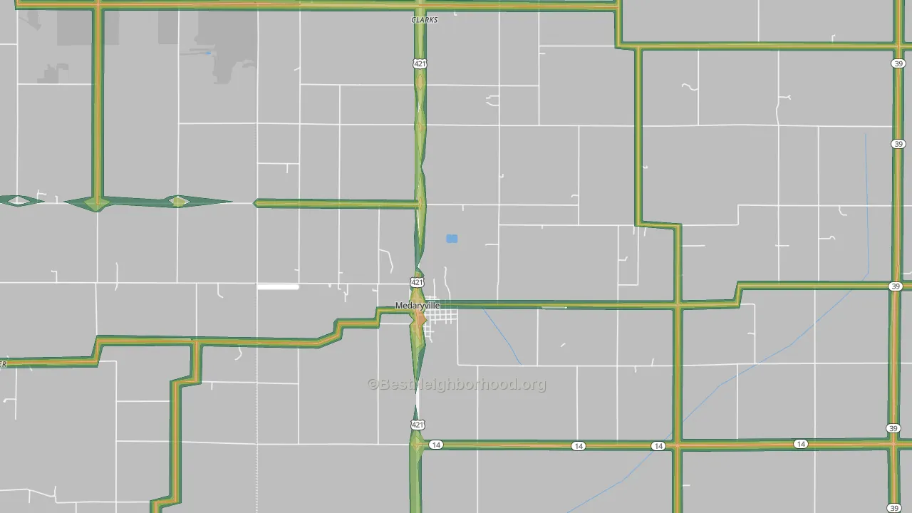 47957, IN Map of Noise Levels in 47957