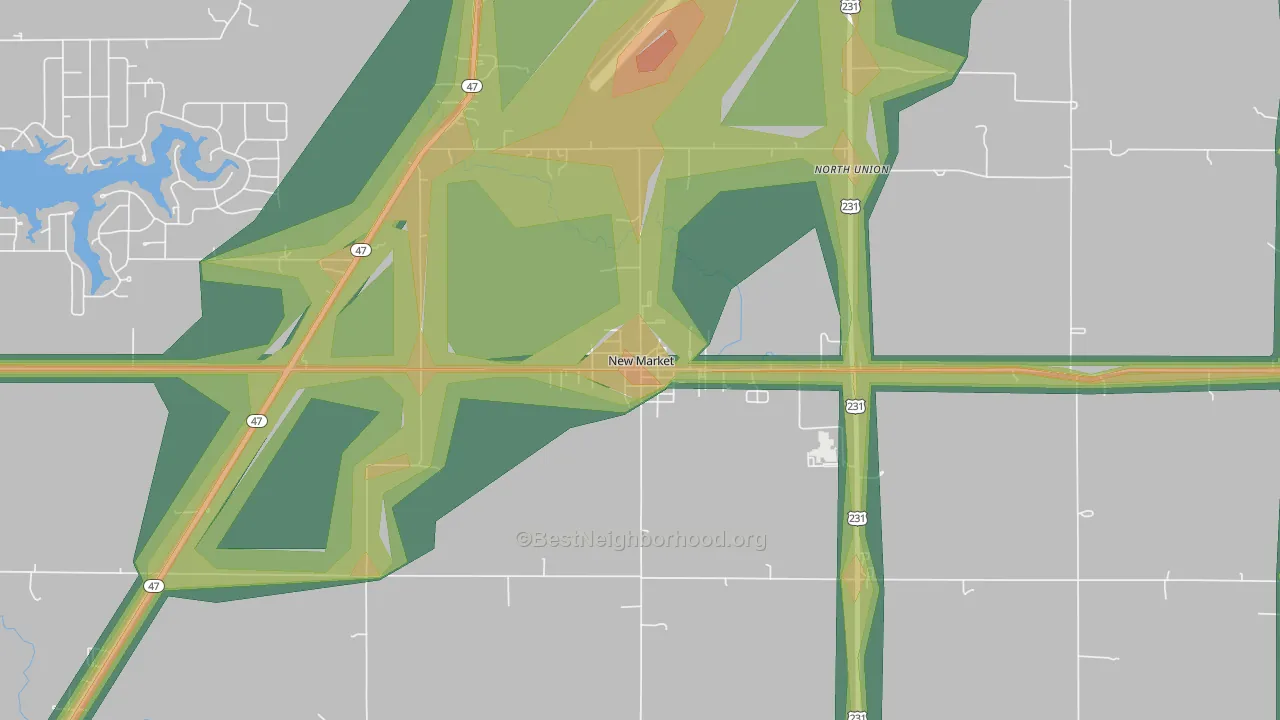 47965, IN Map of Noise Levels in 47965