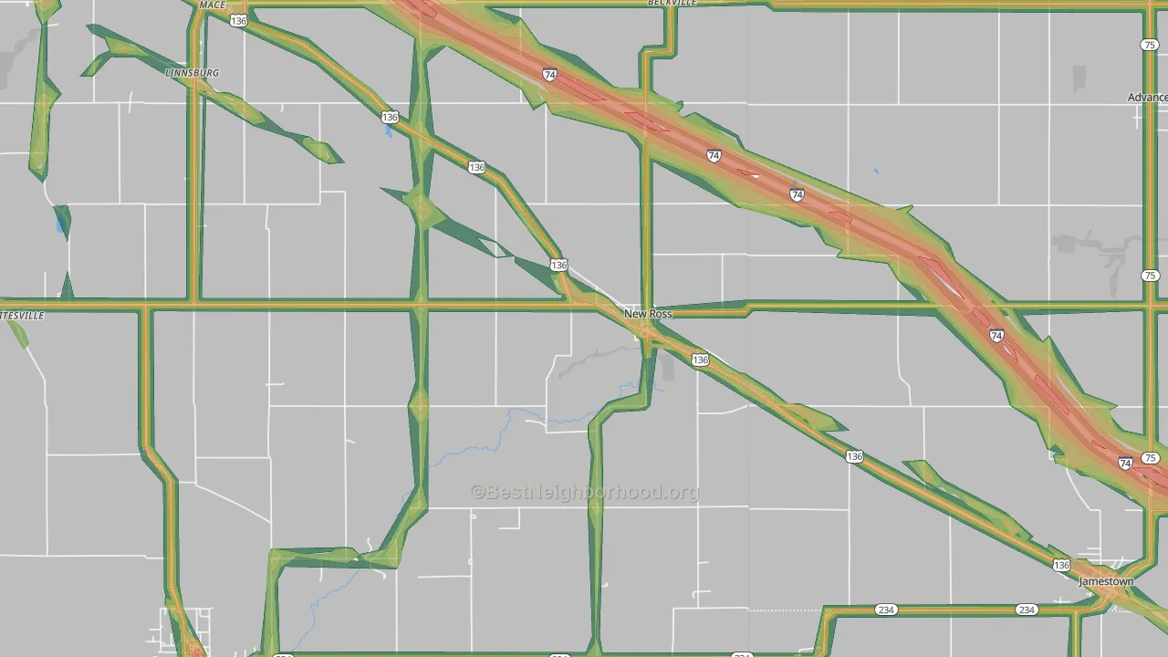 47968, IN Map of Noise Levels in 47968