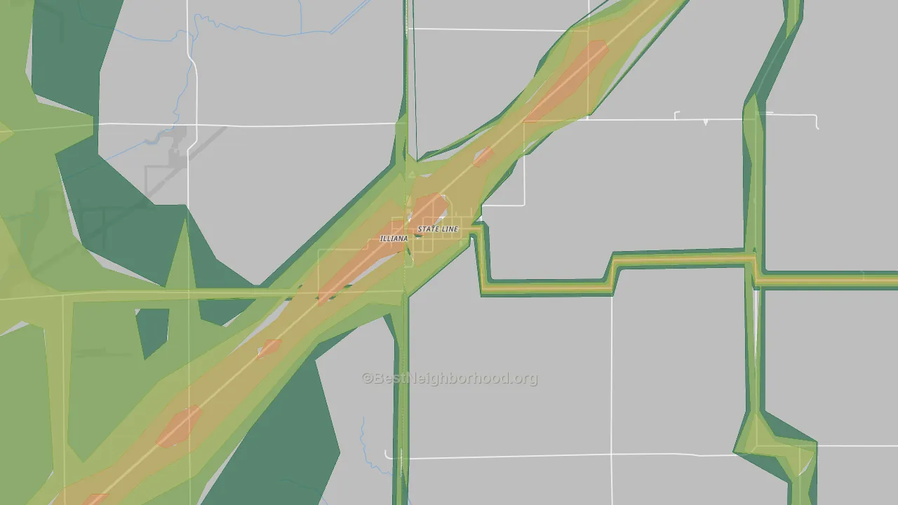 47982, IN Map of Noise Levels in 47982