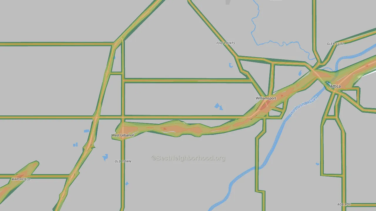 47993, IN Map of Noise Levels in 47993