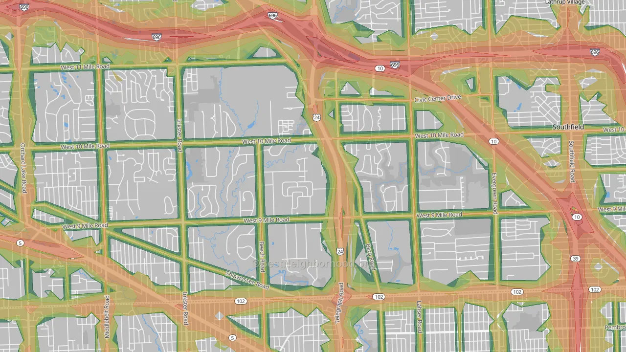48033, MI Map of Noise Levels in 48033