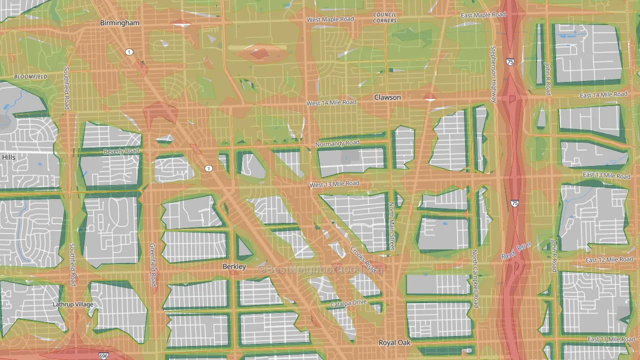 48073, MI Map of Noise Levels in 48073