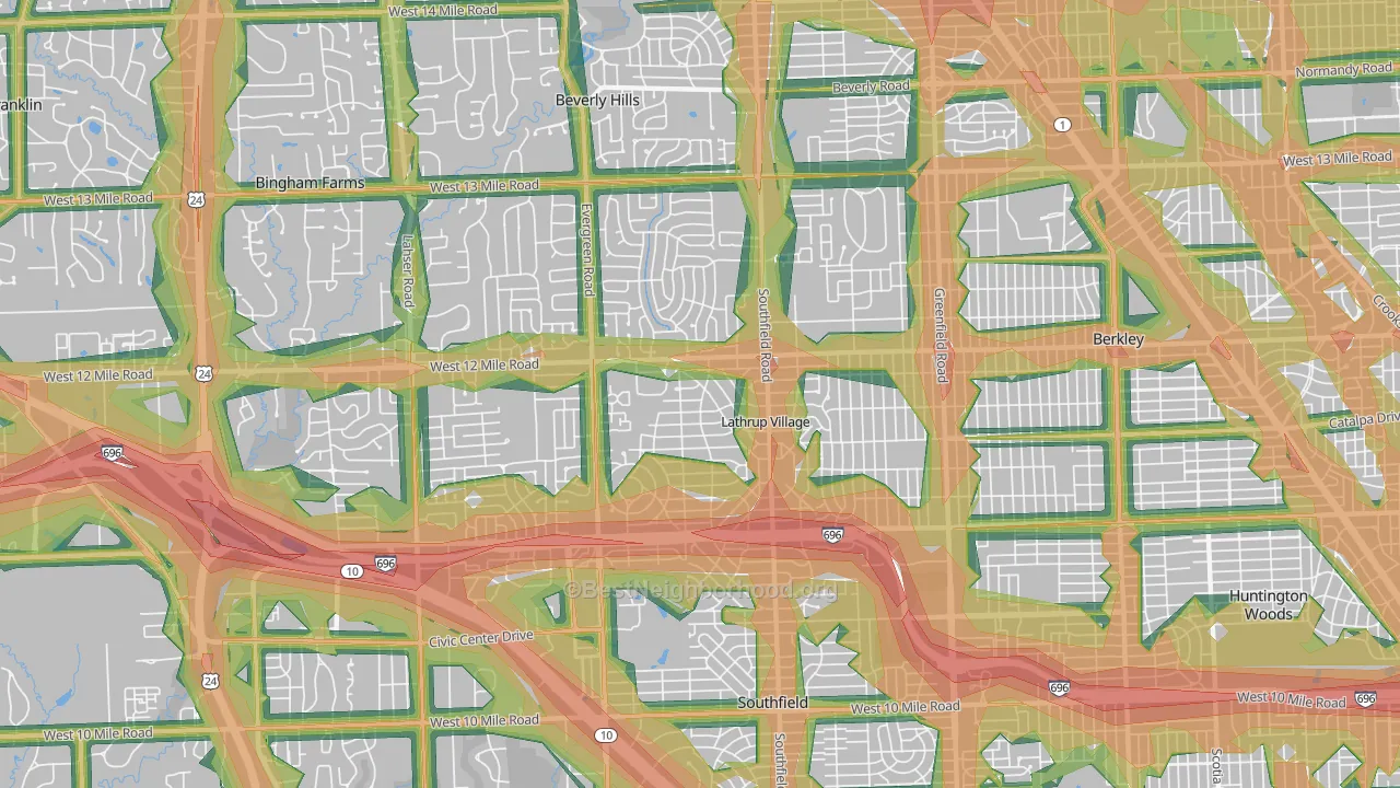 48076, MI Map of Noise Levels in 48076