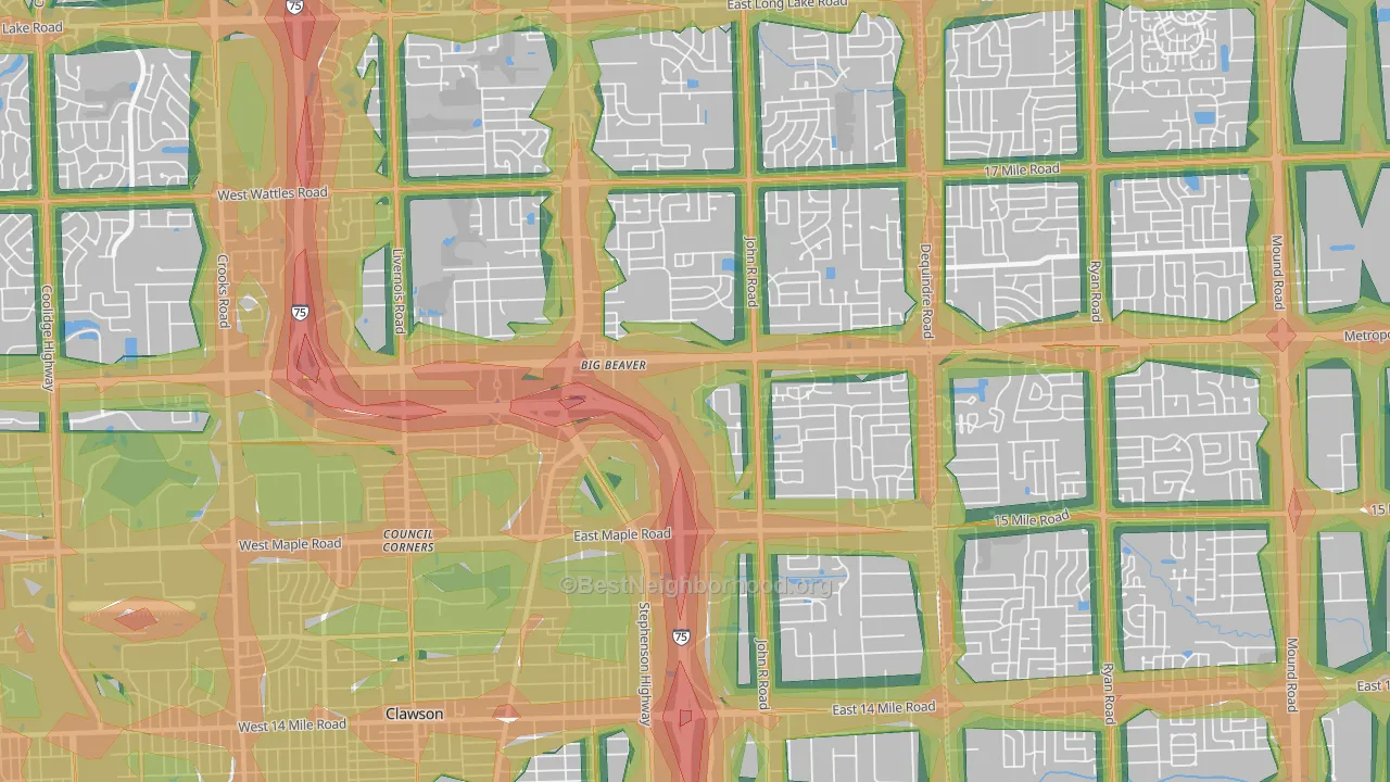 48083, MI Map of Noise Levels in 48083