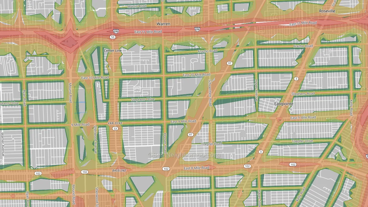48089, MI Map of Noise Levels in 48089