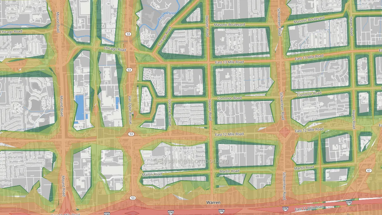 48093, MI Map of Noise Levels in 48093