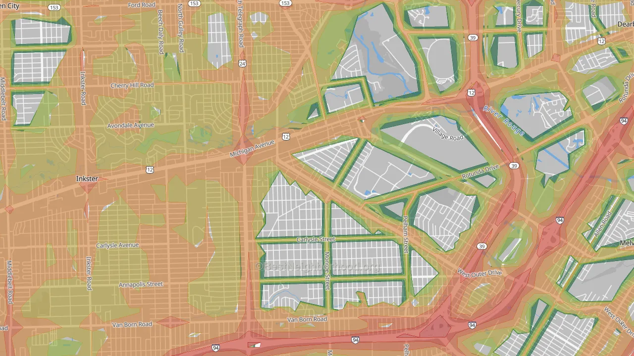 48124, MI Map of Noise Levels in 48124