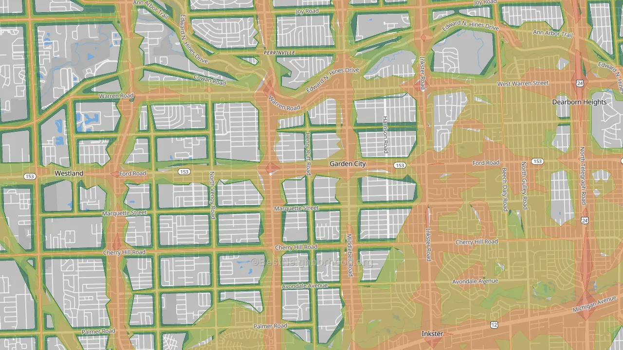 48135, MI Map of Noise Levels in 48135