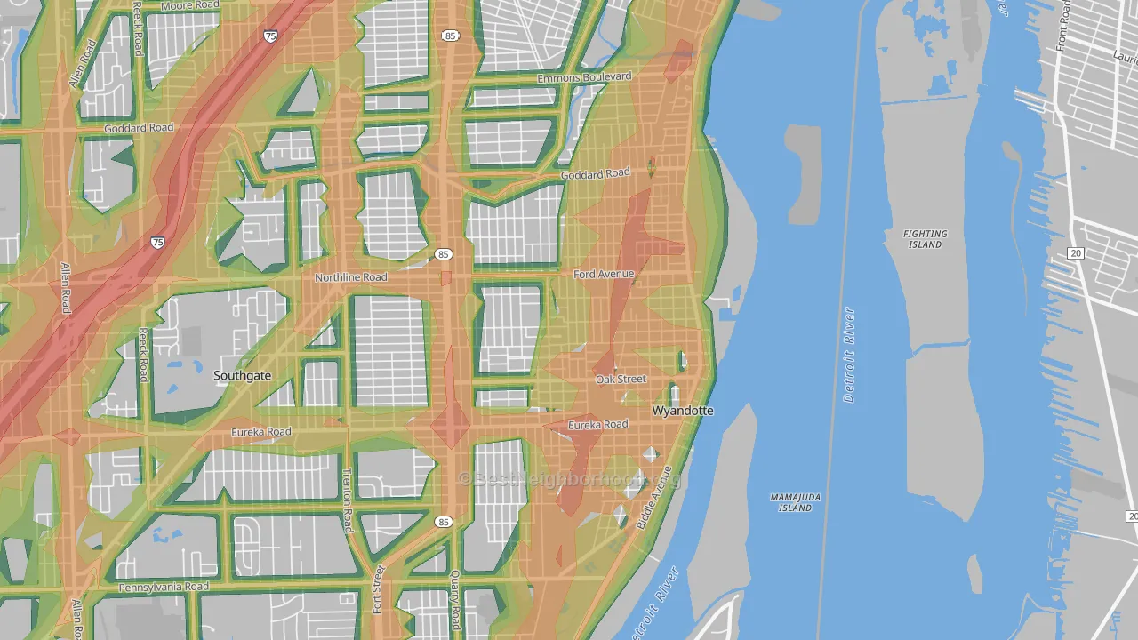 48192, MI Map of Noise Levels in 48192