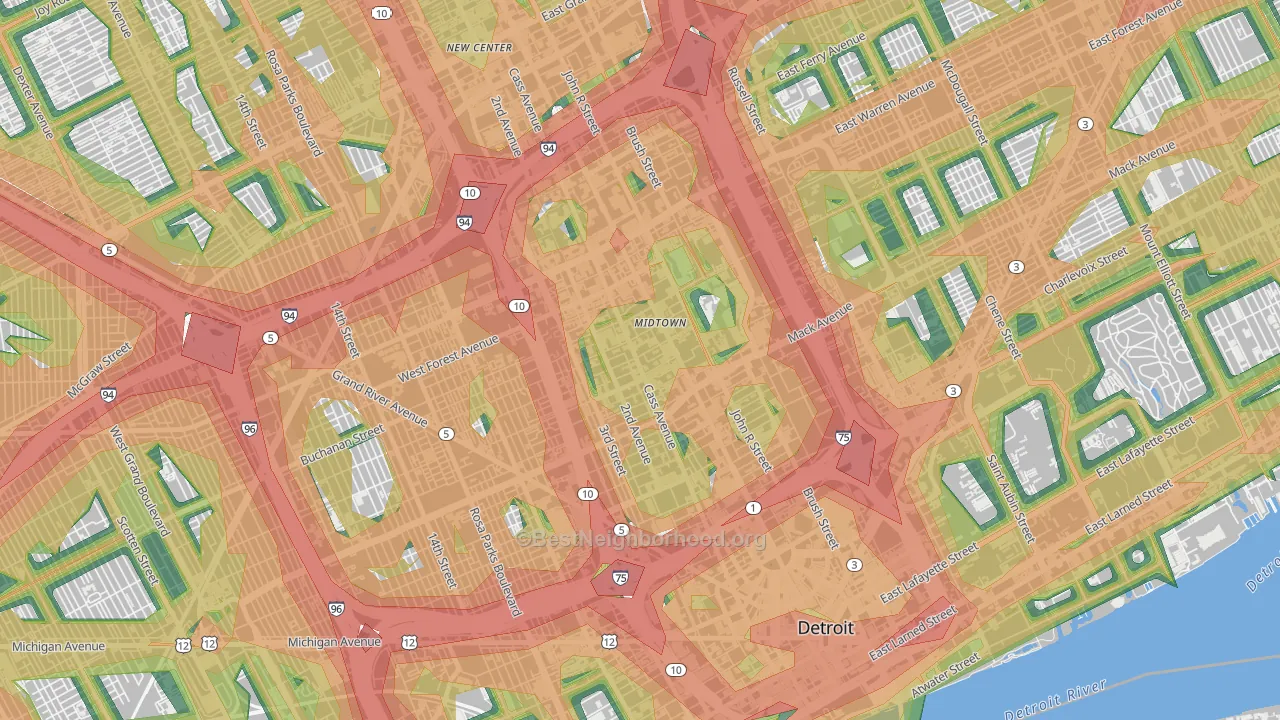 48201, MI Map of Noise Levels in 48201