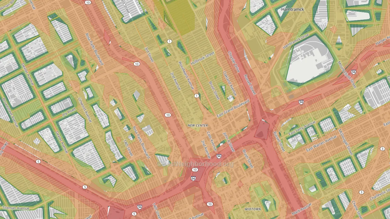 48202, MI Map of Noise Levels in 48202