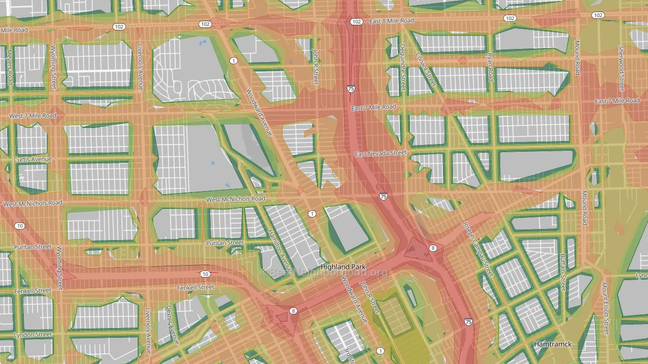48203, MI Map of Noise Levels in 48203
