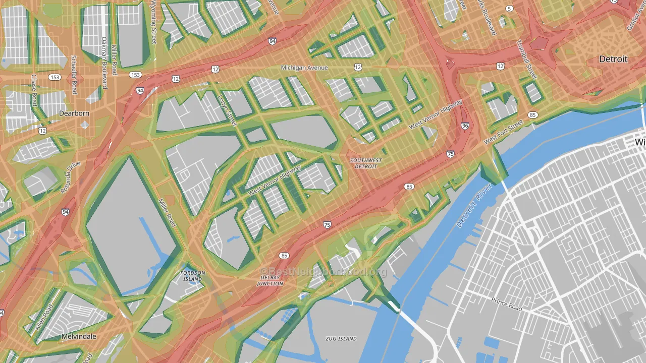 48209, MI Map of Noise Levels in 48209