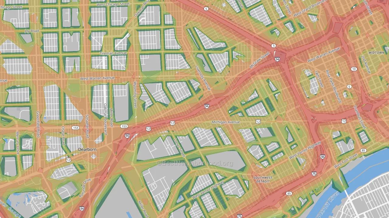 48210, MI Map of Noise Levels in 48210
